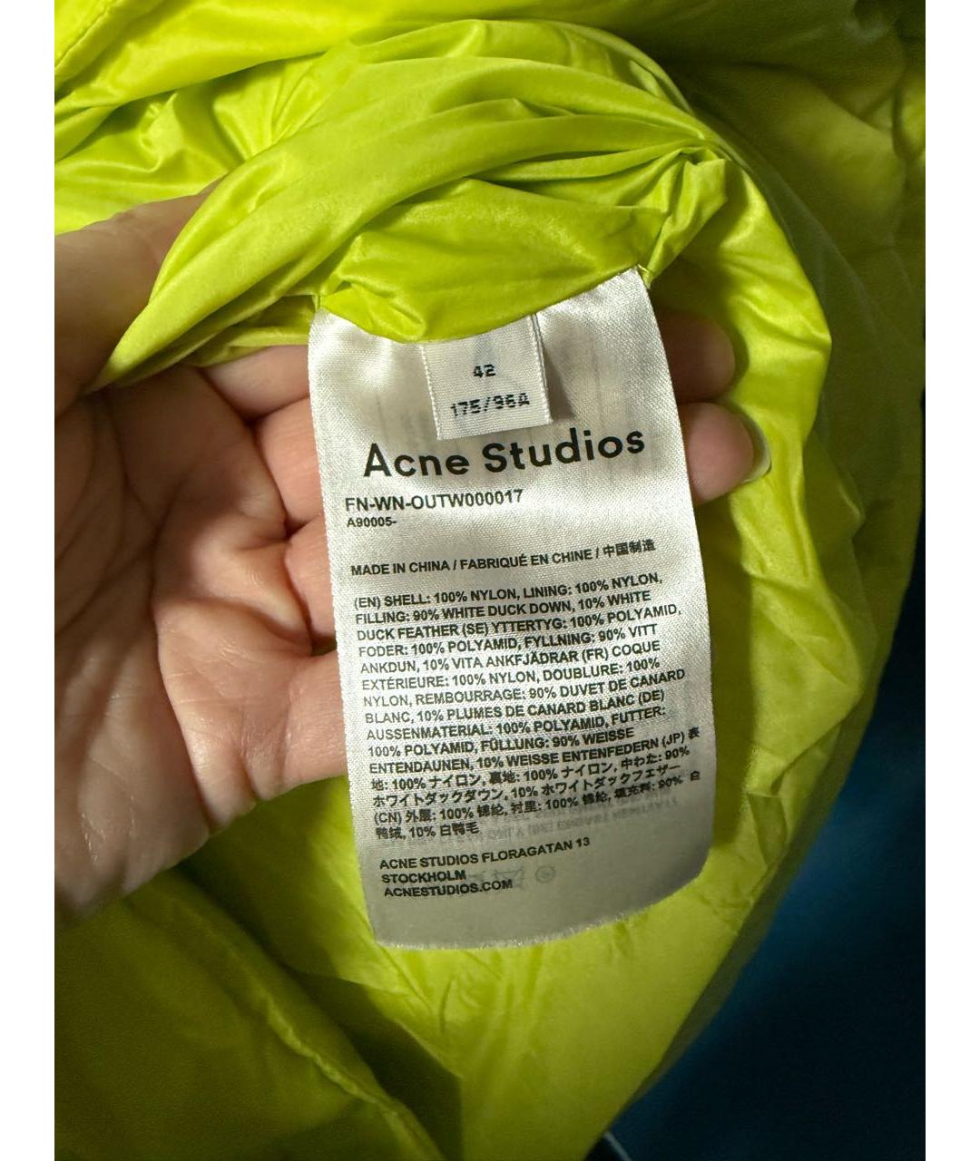 ACNE STUDIOS Салатовый пуховик, фото 4