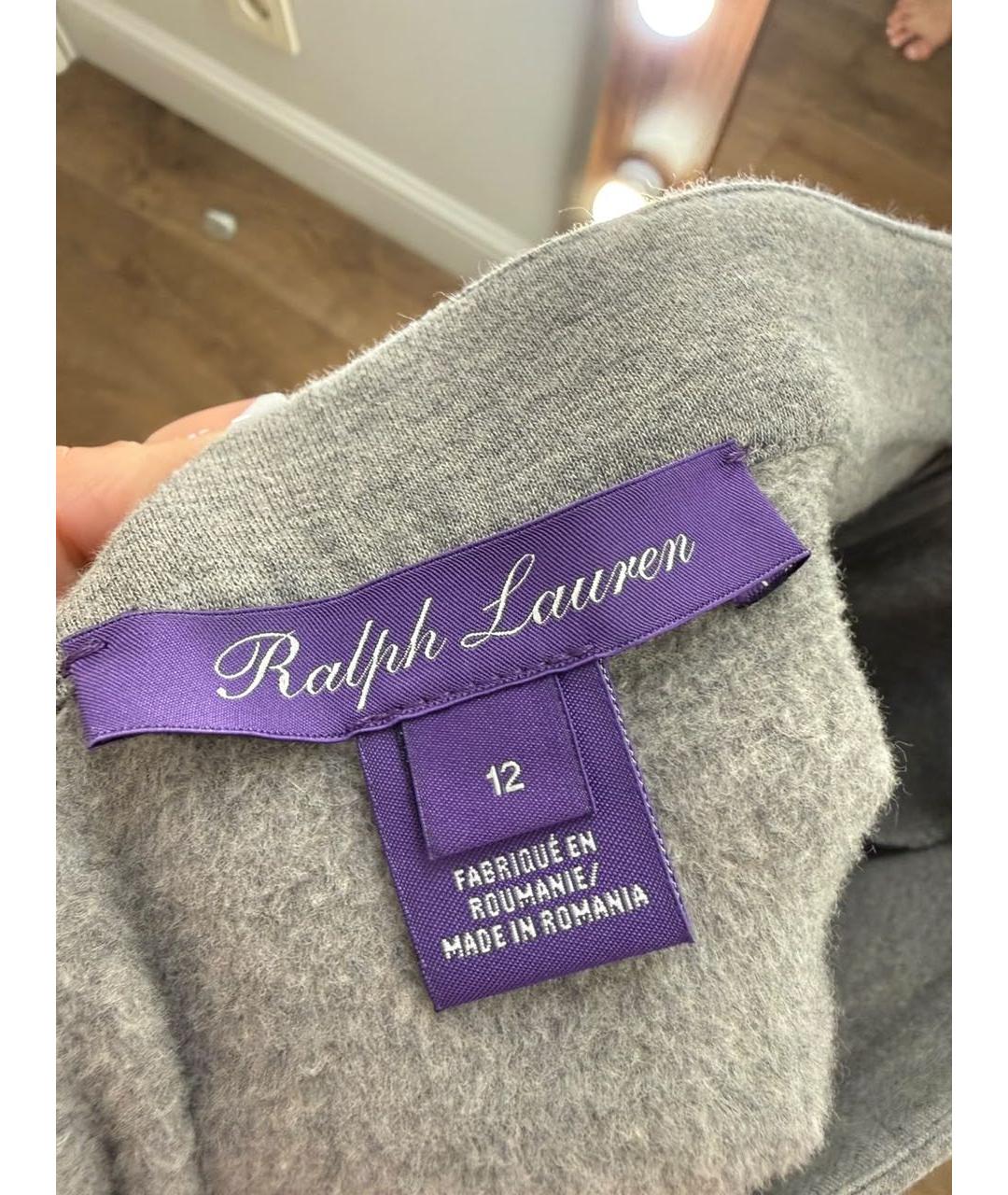RALPH LAUREN PURPLE LABEL Серая хлопковая юбка миди, фото 4