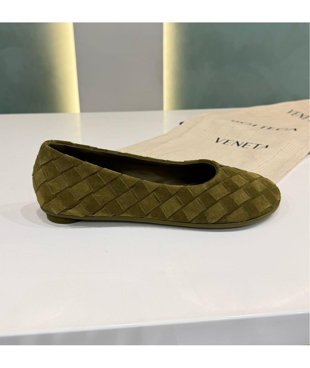 BOTTEGA VENETA Хаки замшевые балетки, фото 8
