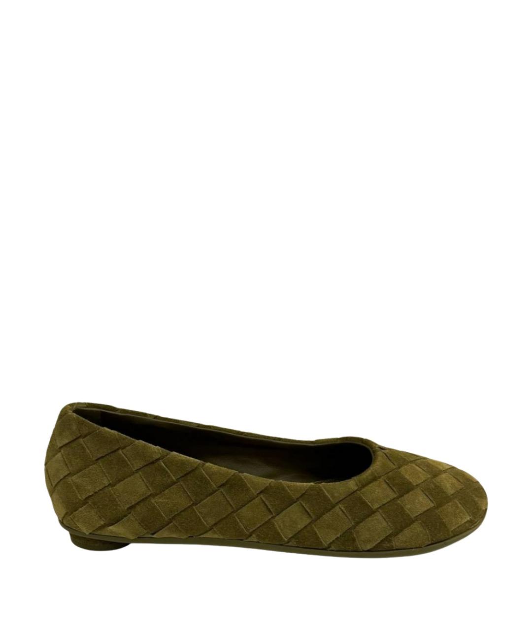 BOTTEGA VENETA Хаки замшевые балетки, фото 1