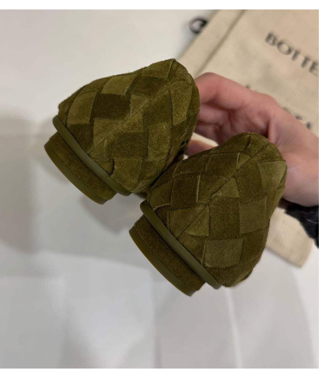 BOTTEGA VENETA Хаки замшевые балетки, фото 6