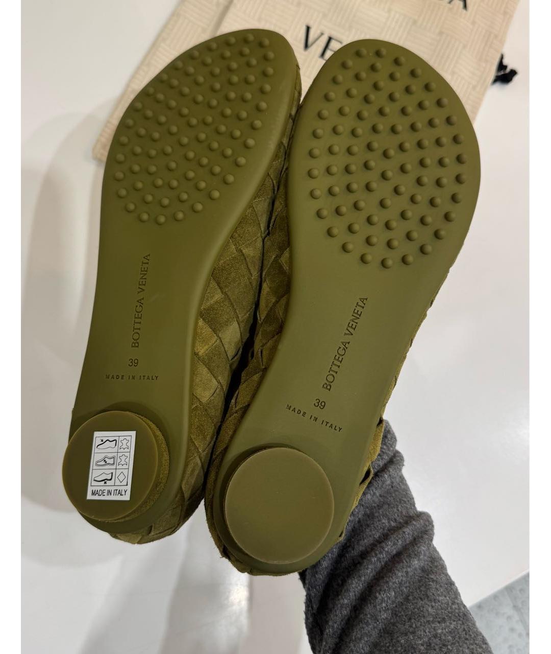 BOTTEGA VENETA Хаки замшевые балетки, фото 5