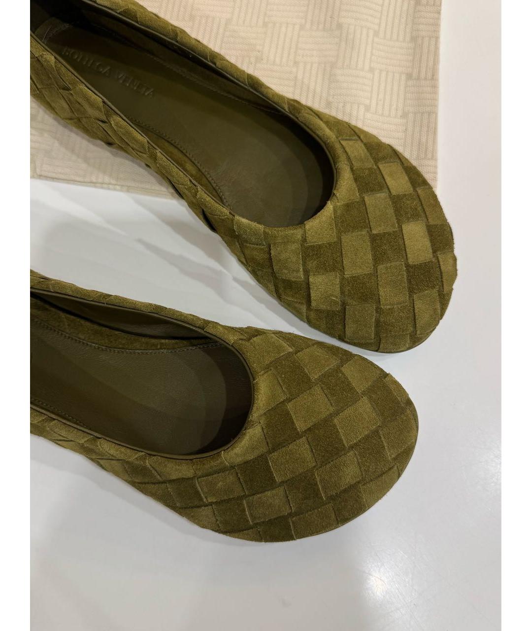 BOTTEGA VENETA Хаки замшевые балетки, фото 2
