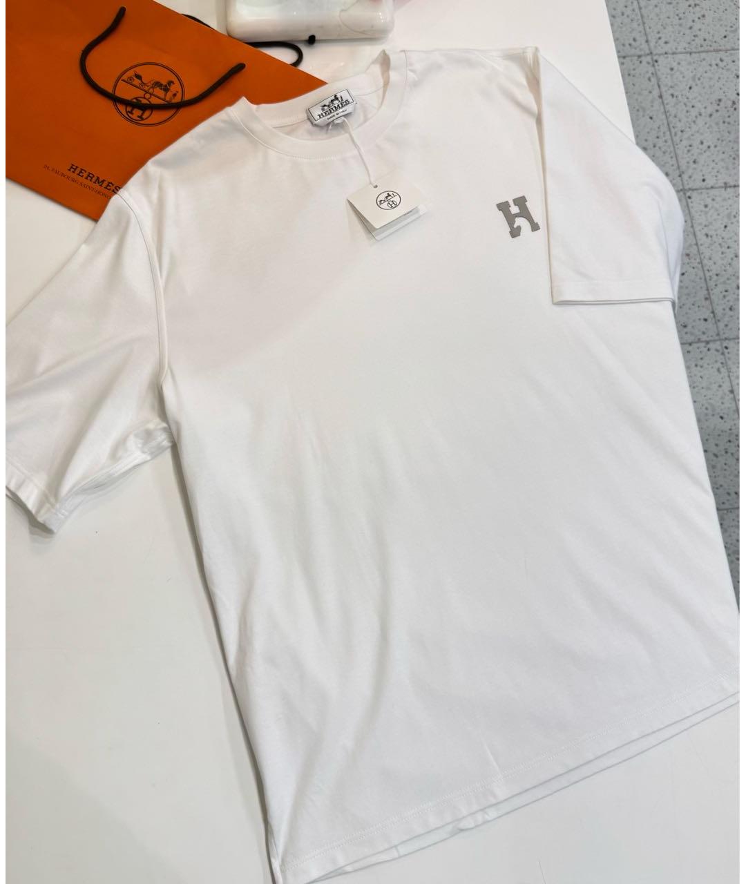 HERMES Белая хлопковая футболка, фото 2