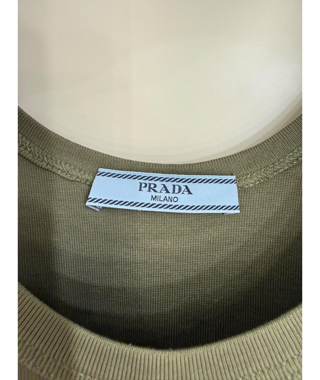PRADA Хаки хлопковая майка, фото 3