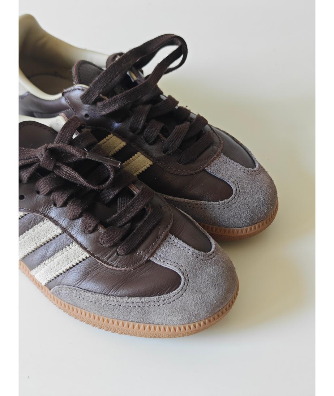 ADIDAS Коричневые кожаные кроссовки, фото 2