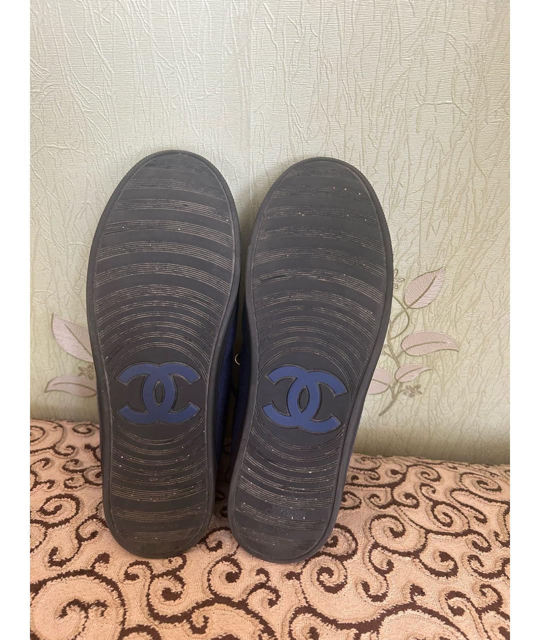CHANEL Синие текстильные кеды, фото 6