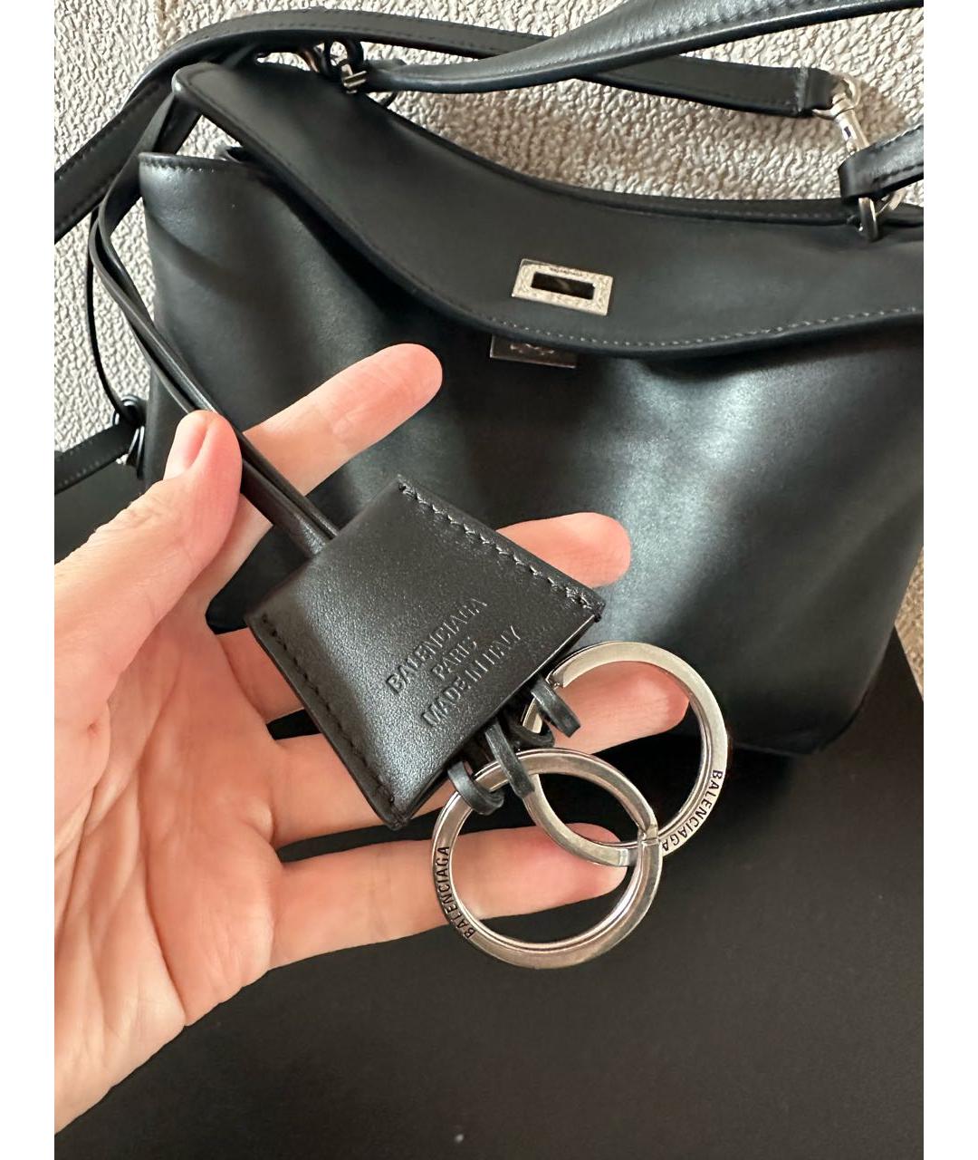 BALENCIAGA Черная кожаная сумка с короткими ручками, фото 6