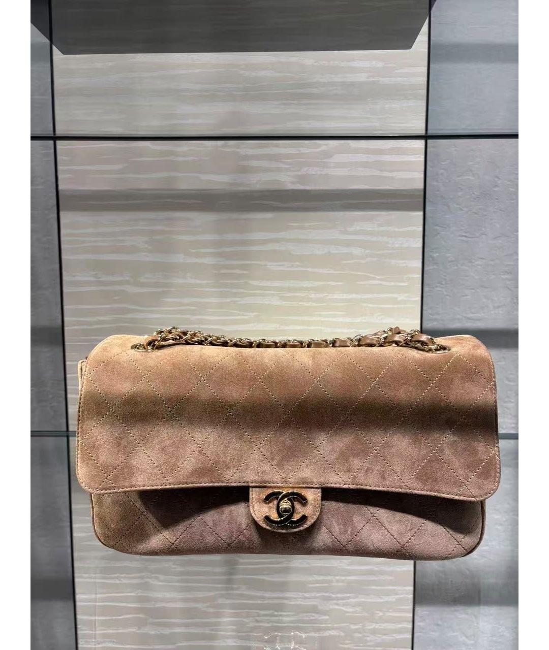 CHANEL Бежевая замшевая сумка через плечо, фото 3