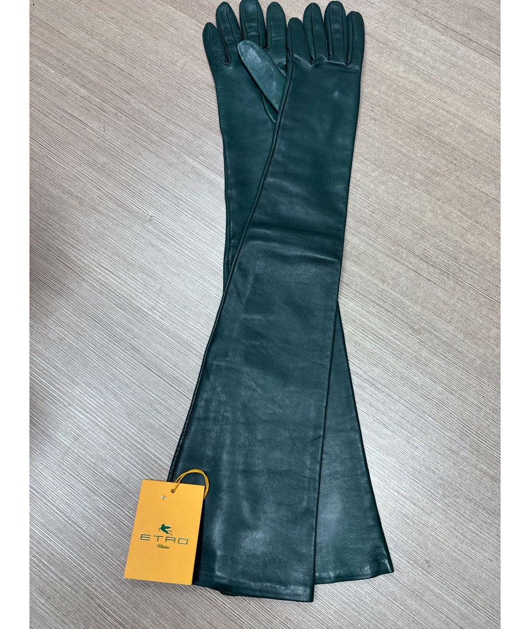 ETRO Зеленые кожаные перчатки, фото 5