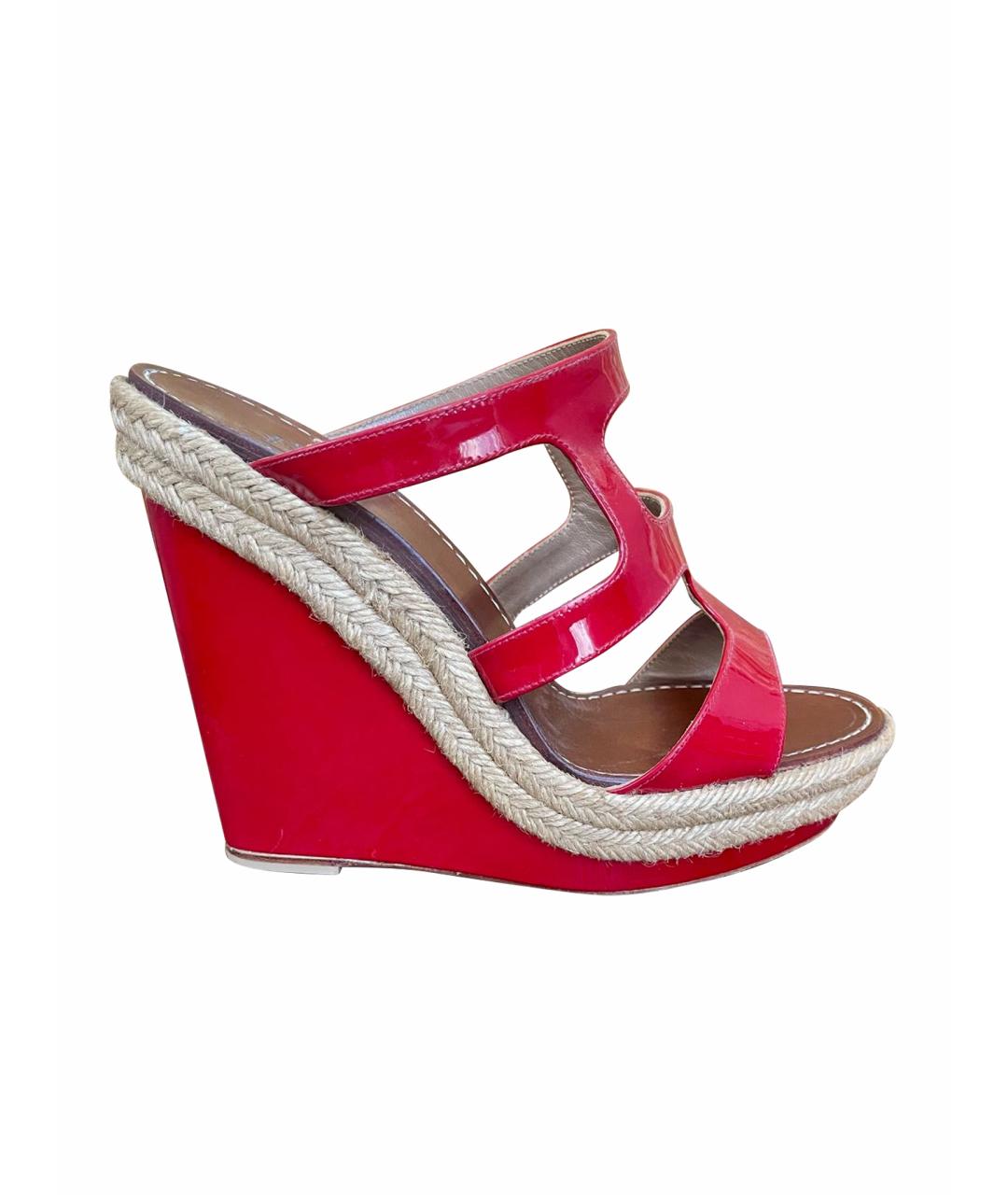CHRISTIAN LOUBOUTIN Красные кожаные сабо, фото 5