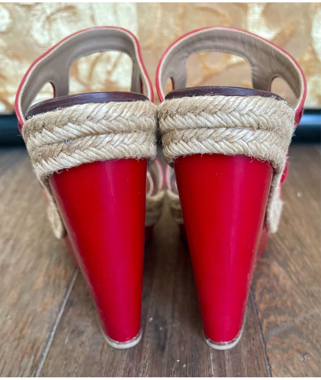 CHRISTIAN LOUBOUTIN Красные кожаные сабо, фото 4