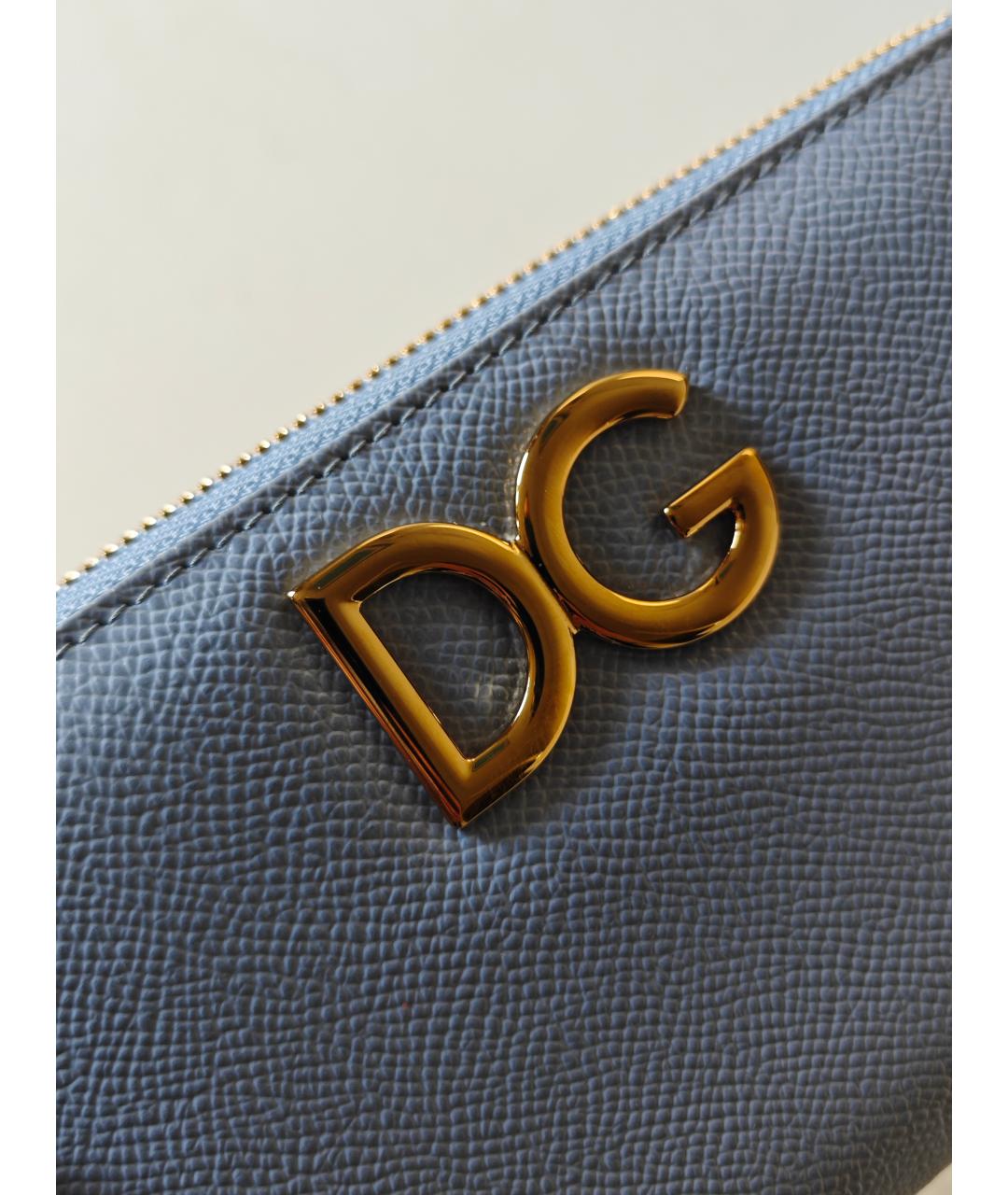 DOLCE&GABBANA Голубой кожаный кошелек, фото 2