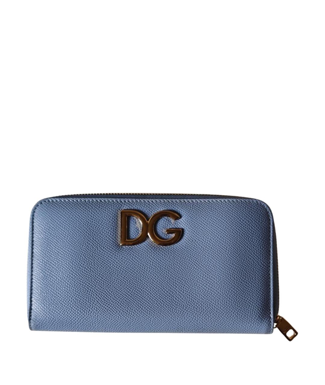 DOLCE&GABBANA Голубой кожаный кошелек, фото 1