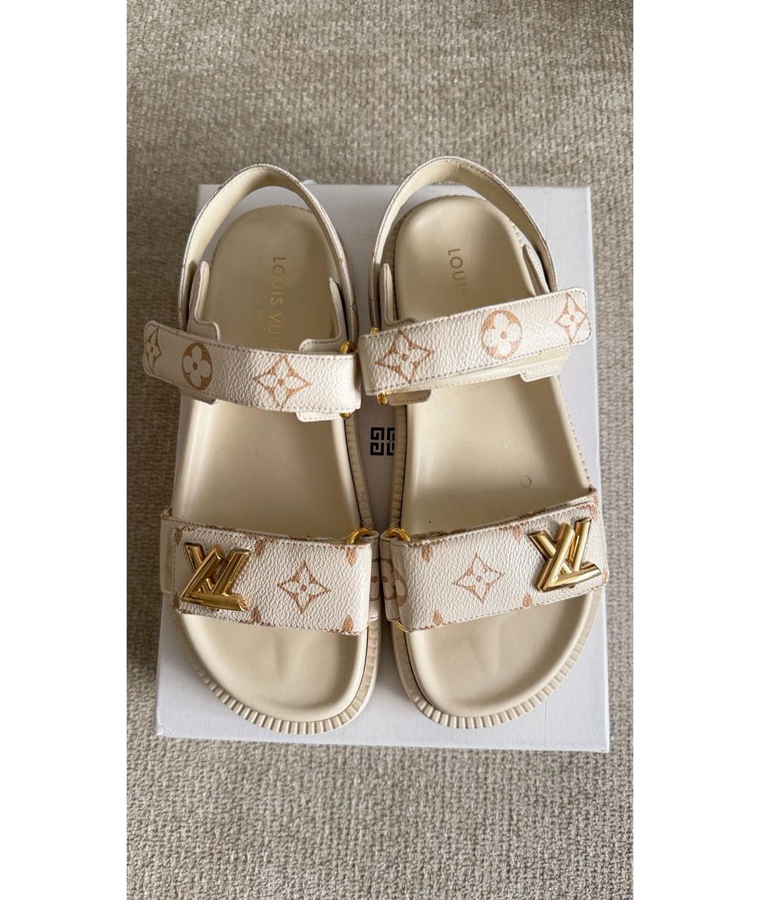 LOUIS VUITTON Бежевые кожаные сандалии, фото 3