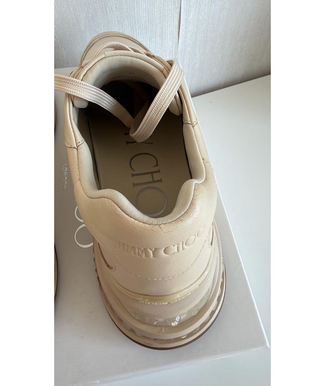 JIMMY CHOO Бежевые кожаные низкие кроссовки / кеды, фото 5