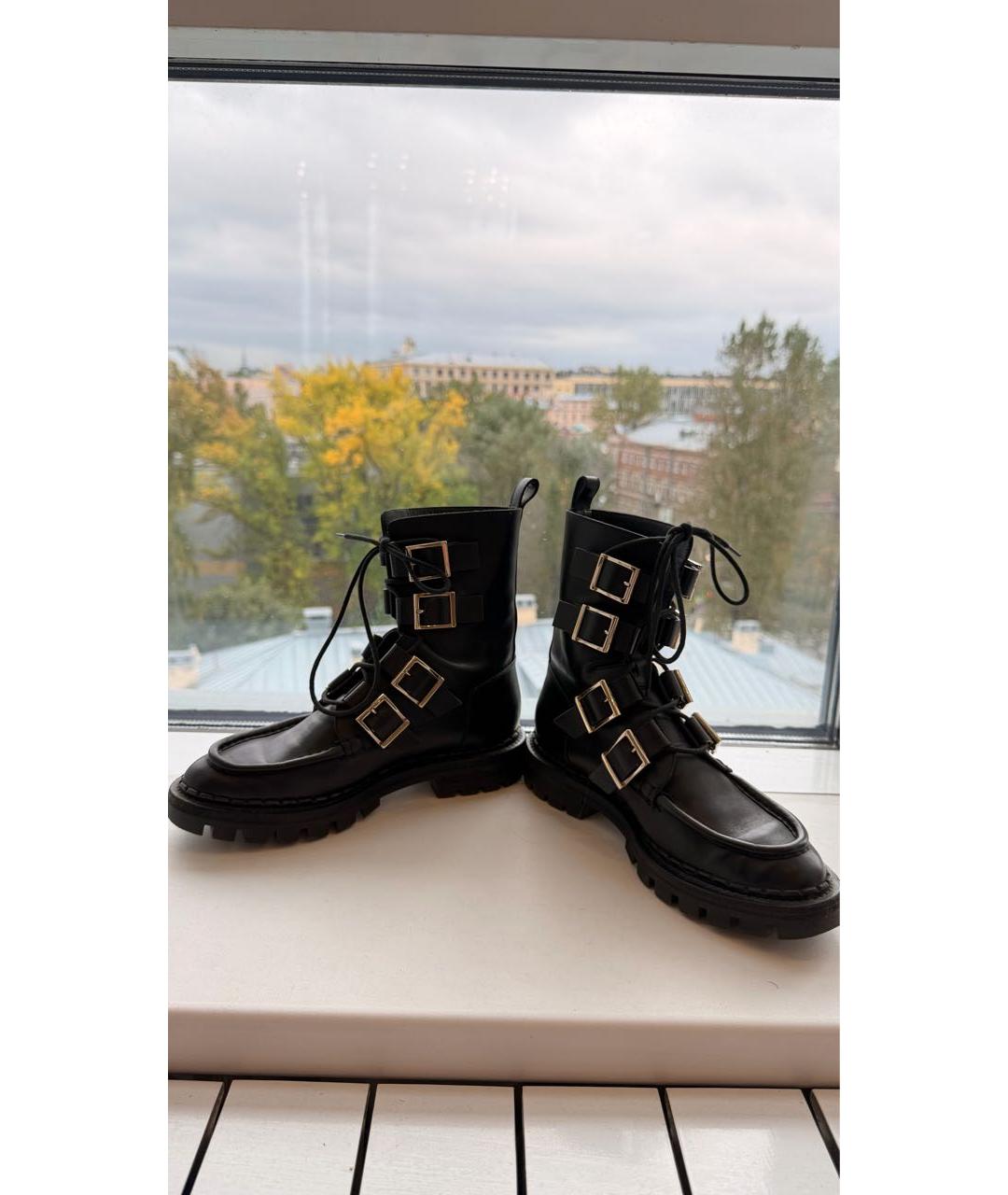 SANTONI Черные кожаные ботинки, фото 5