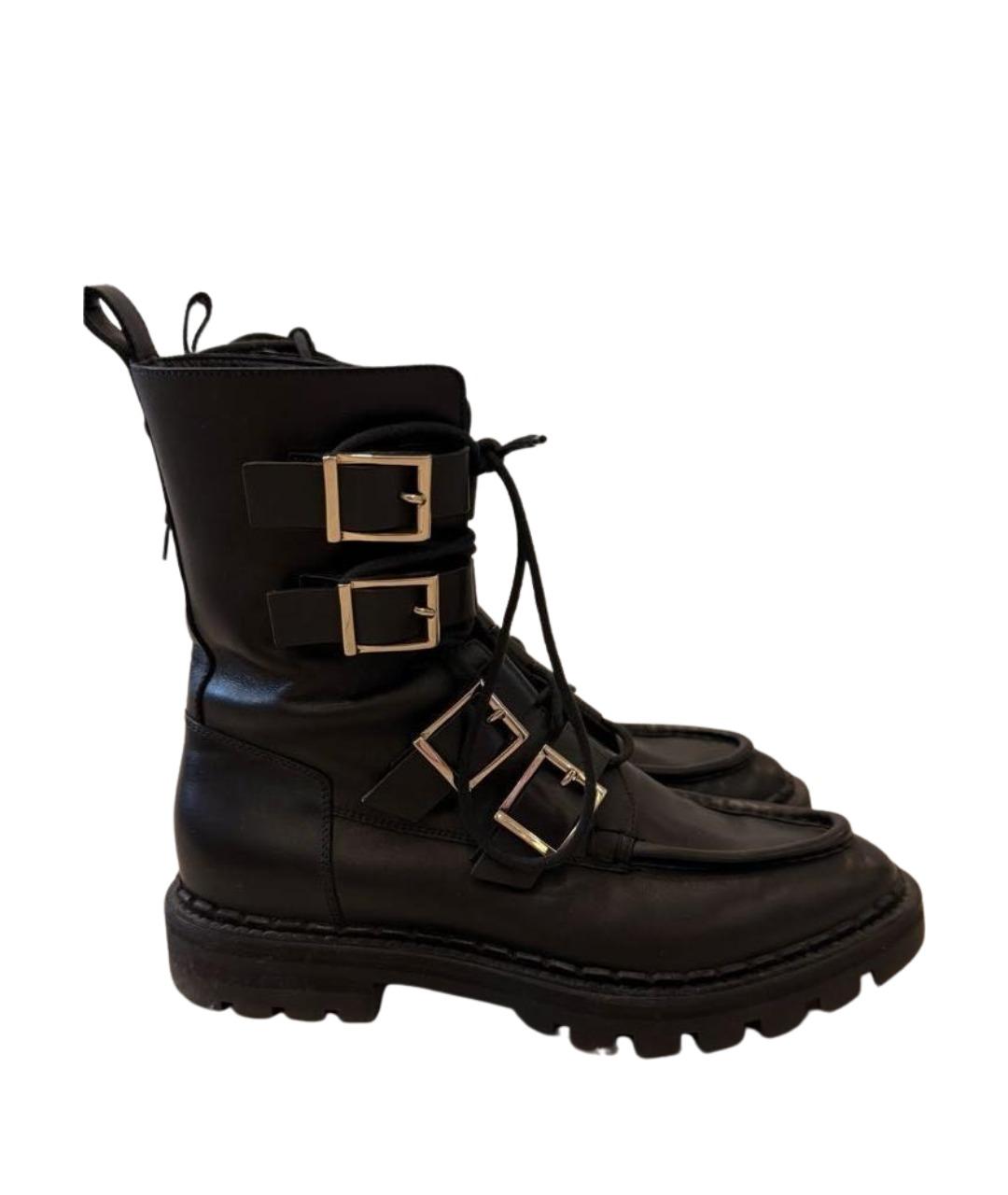 SANTONI Черные кожаные ботинки, фото 1