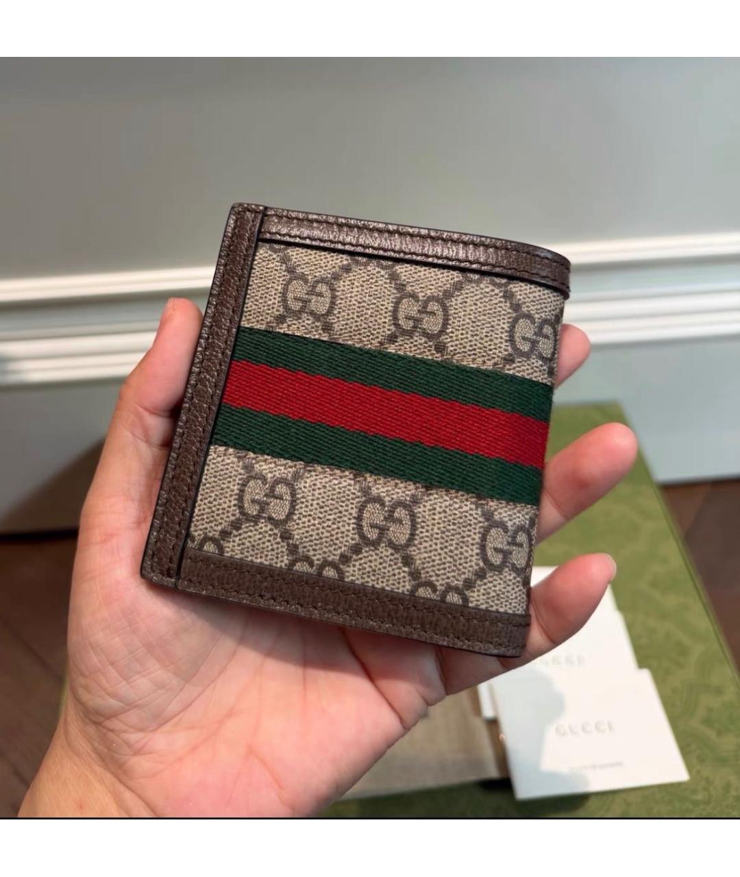 GUCCI Коричневый кожаный кошелек, фото 4