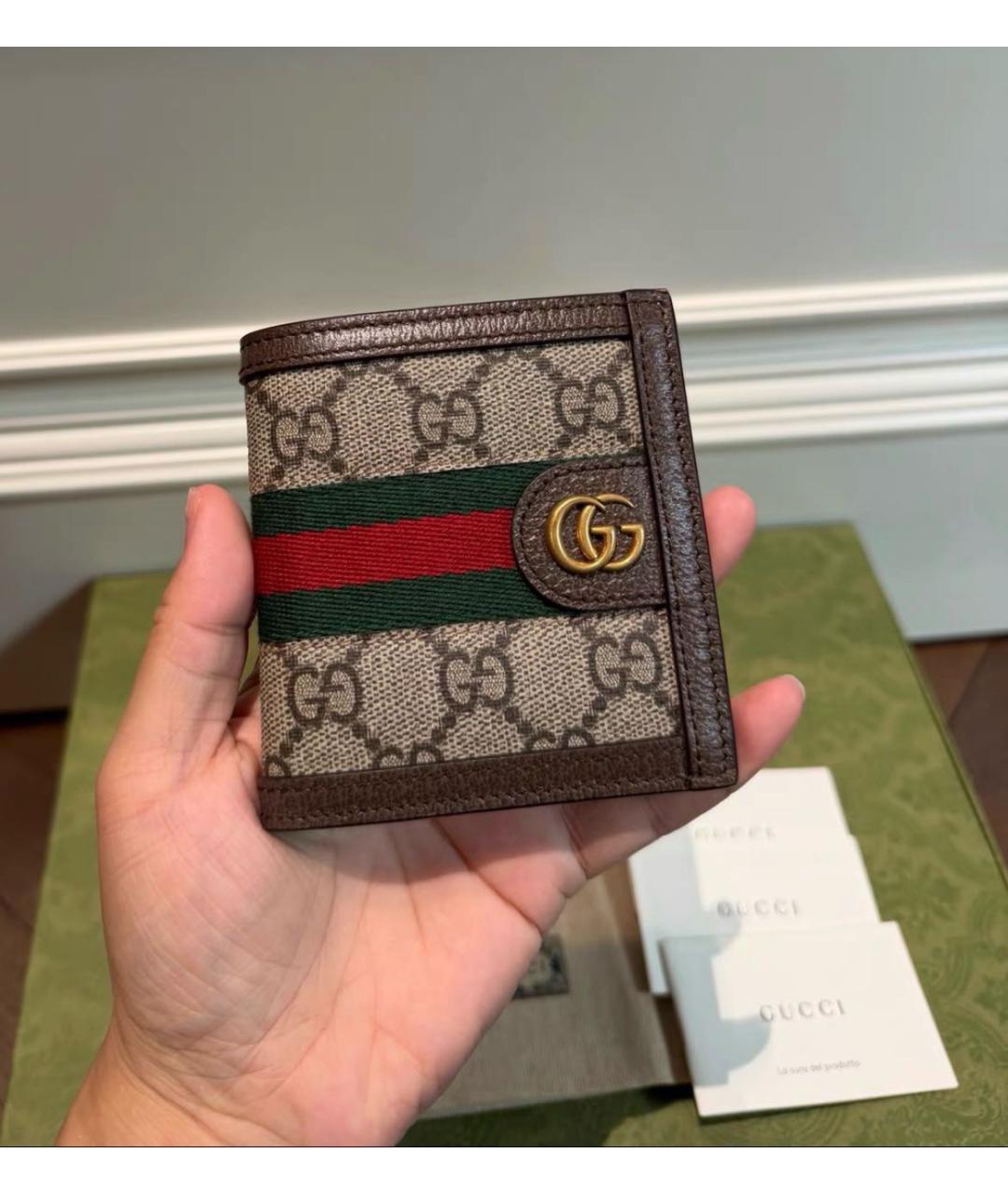 GUCCI Коричневый кожаный кошелек, фото 3