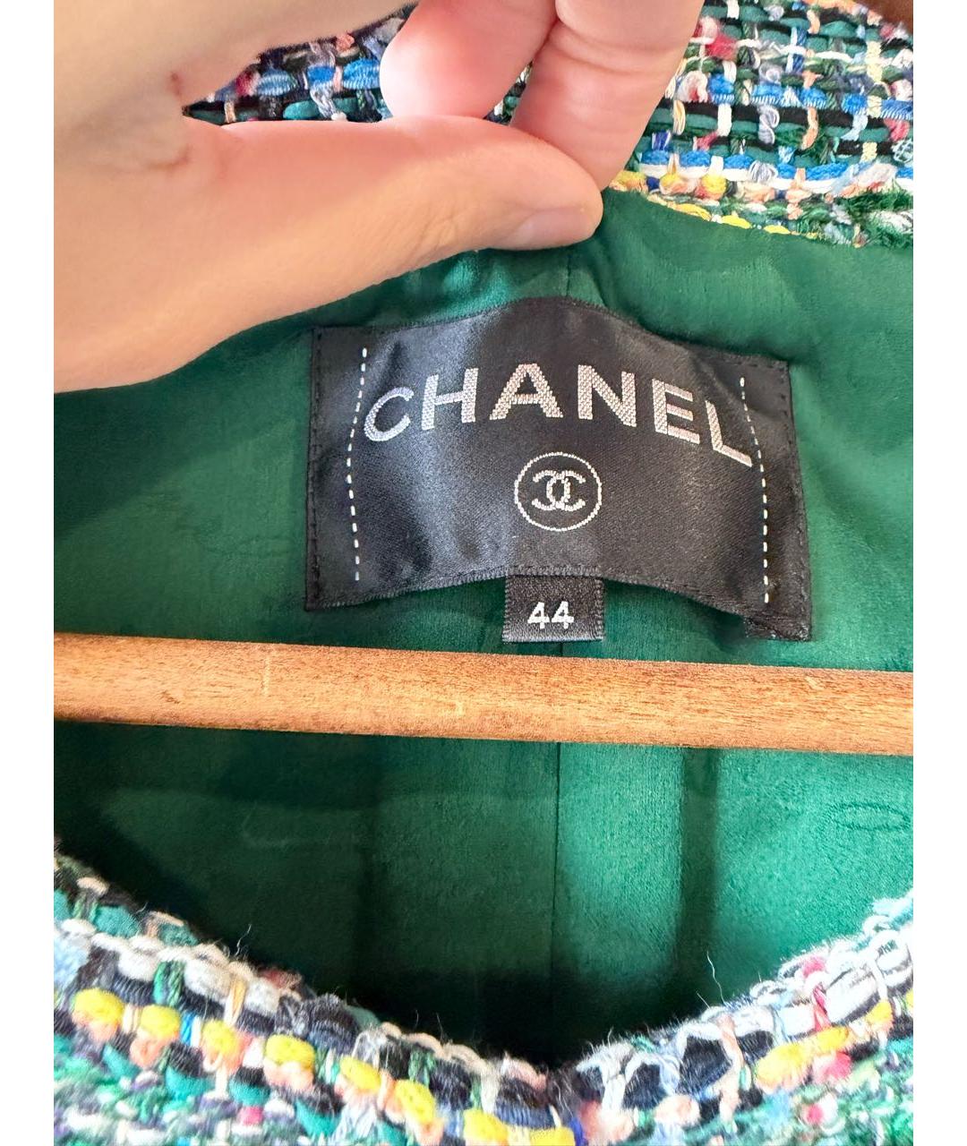 CHANEL Зеленый твидовый жакет/пиджак, фото 6