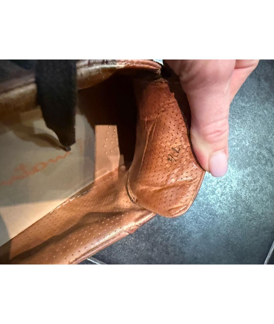 SANTONI Коричневые кожаные низкие кроссовки / кеды, фото 8