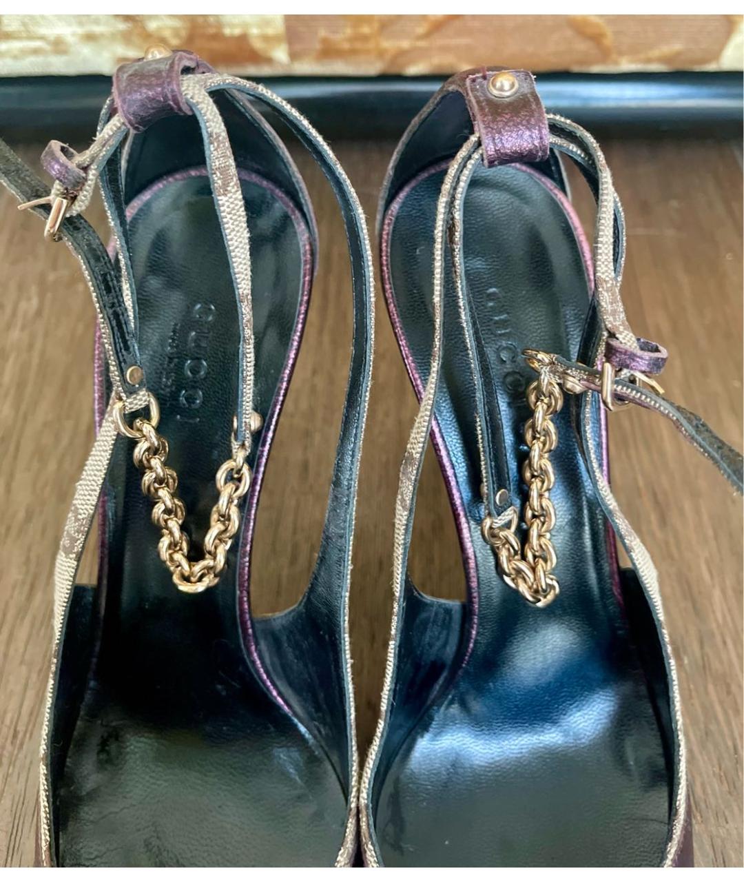 GUCCI Фиолетовые кожаные туфли, фото 3