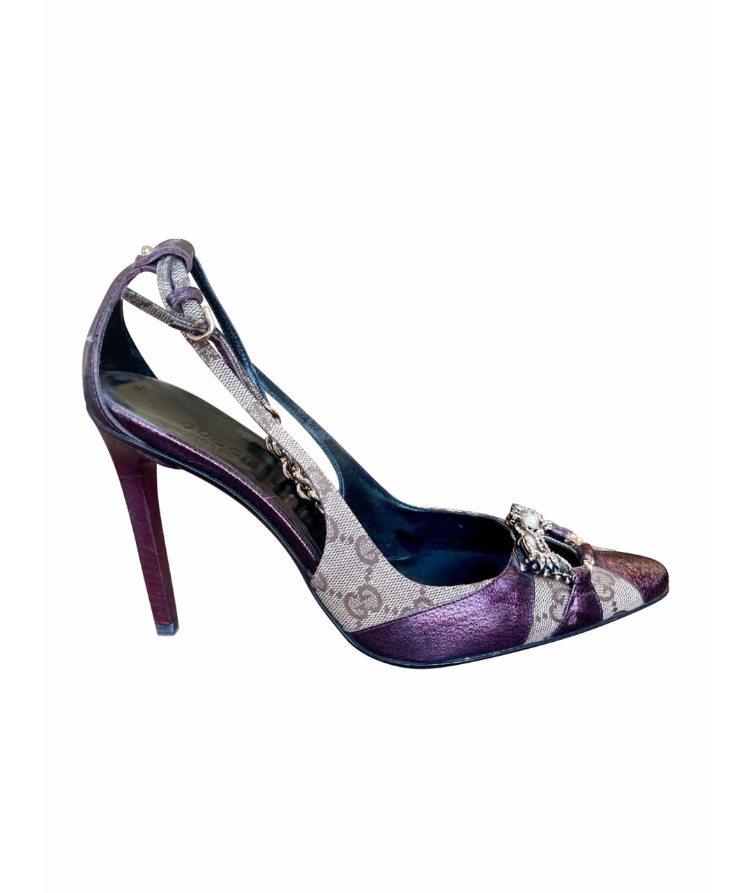 GUCCI Фиолетовые кожаные туфли, фото 1