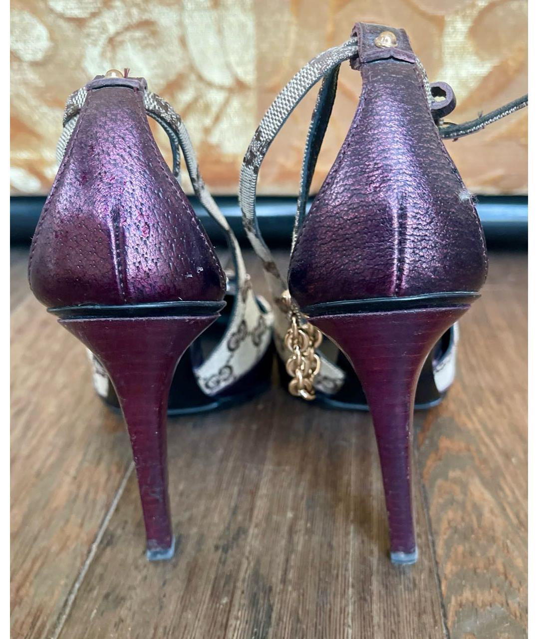 GUCCI Фиолетовые кожаные туфли, фото 4