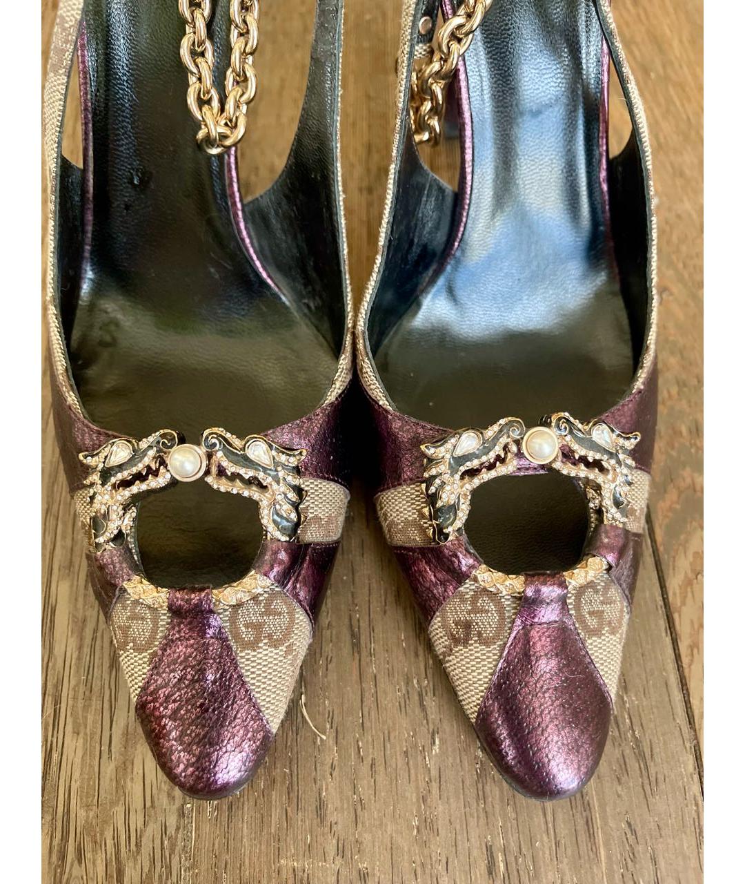 LANVIN Золотые кожаные босоножки, фото 5