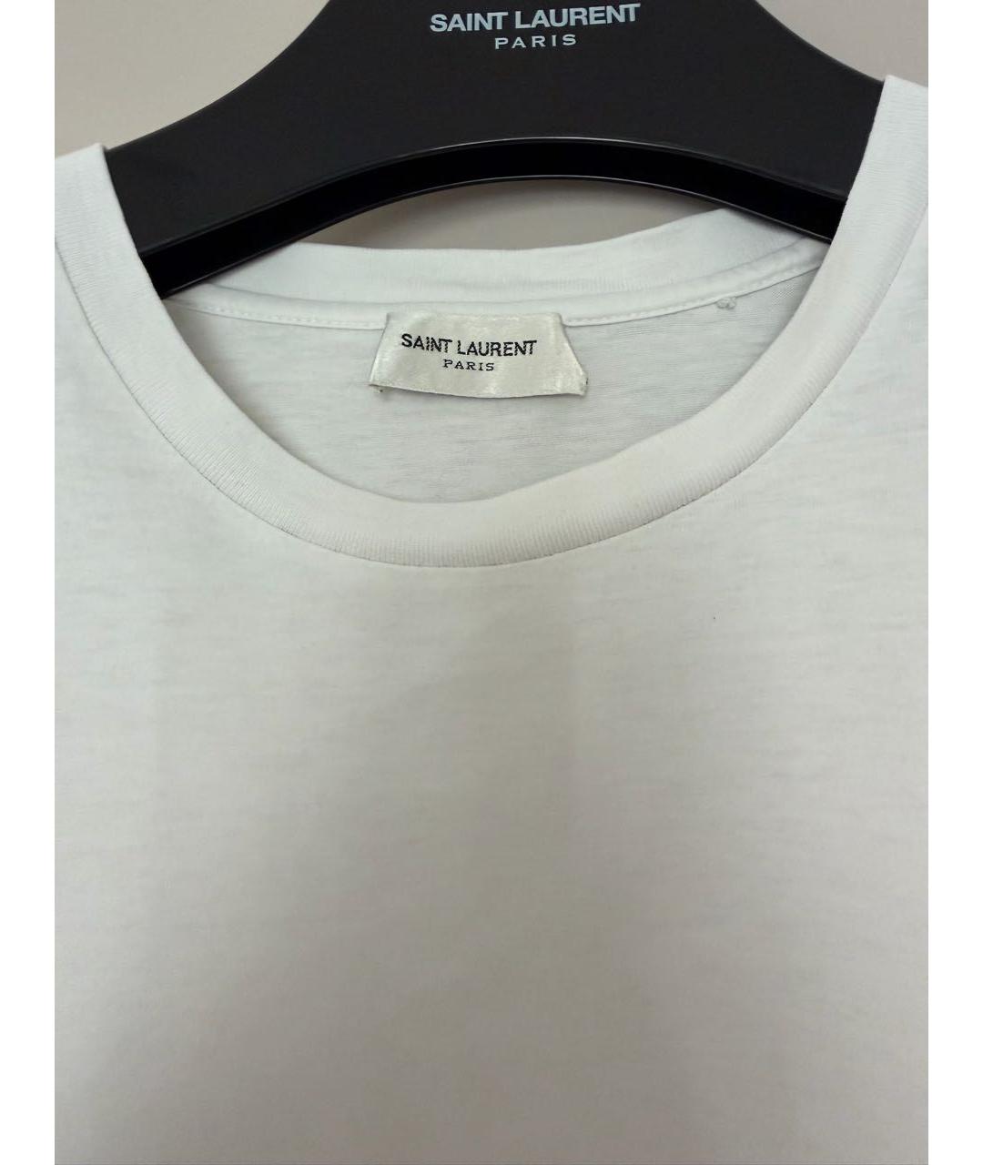 SAINT LAURENT Белая хлопковая футболка, фото 3