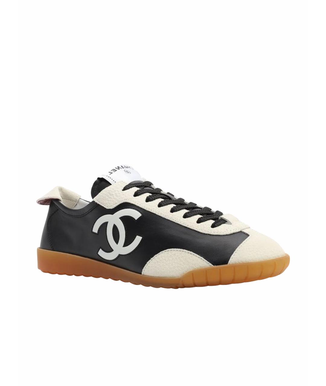 CHANEL Черные кожаные кеды, фото 1