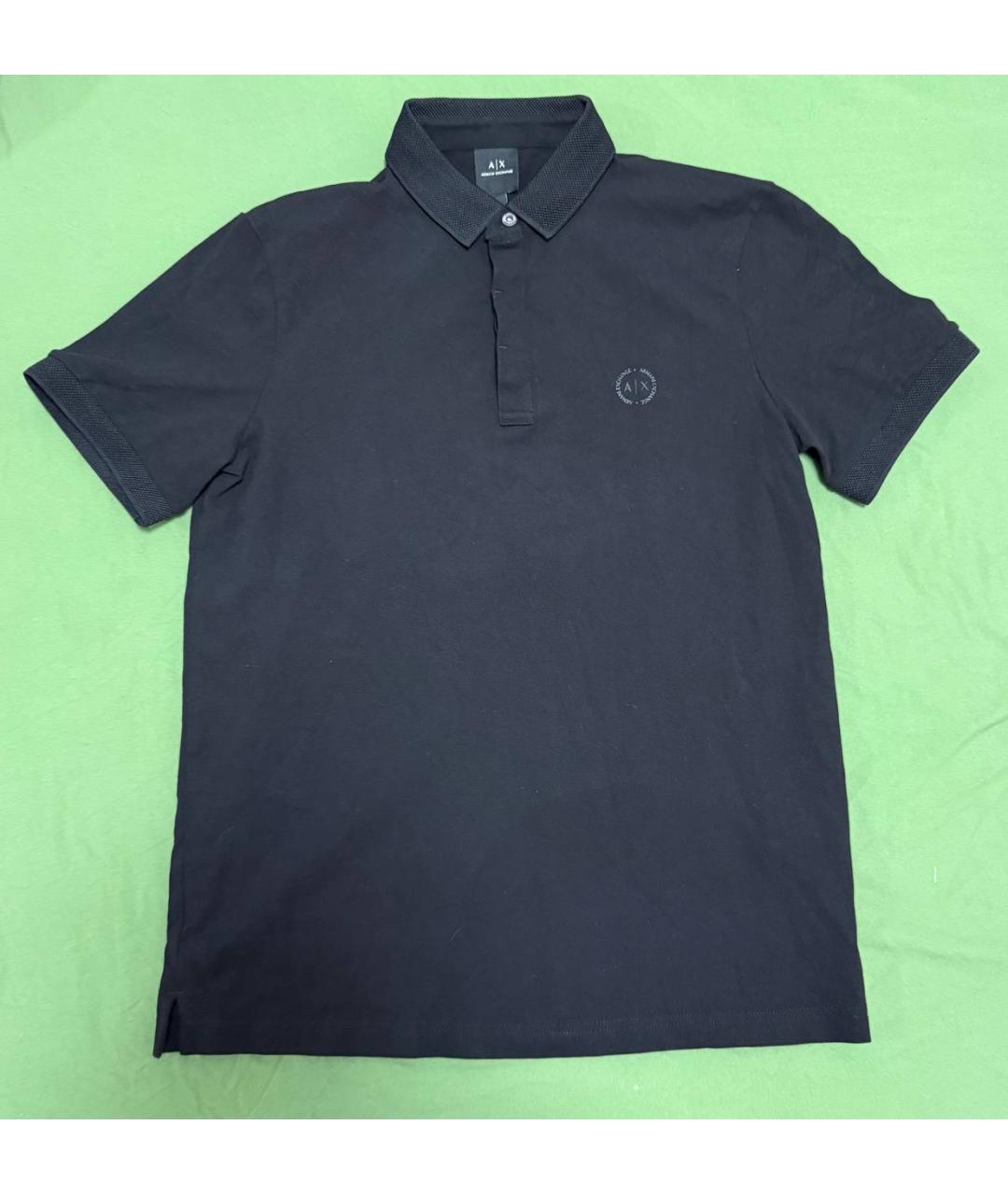 ARMANI EXCHANGE Черное хлопковое поло с коротким рукавом, фото 4
