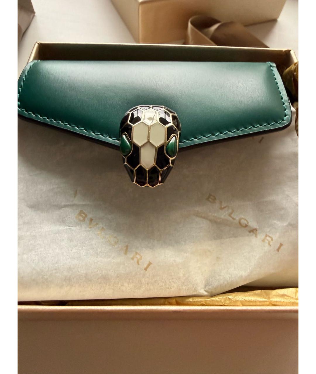 BVLGARI Зеленый кожаный кошелек, фото 6