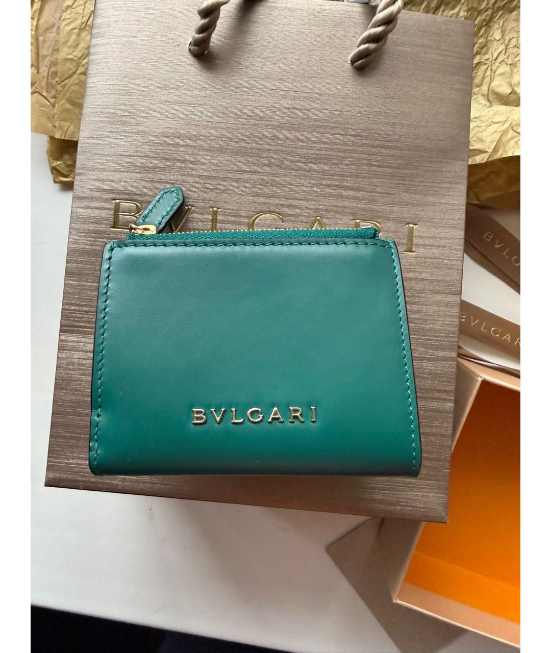 BVLGARI Зеленый кожаный кошелек, фото 3