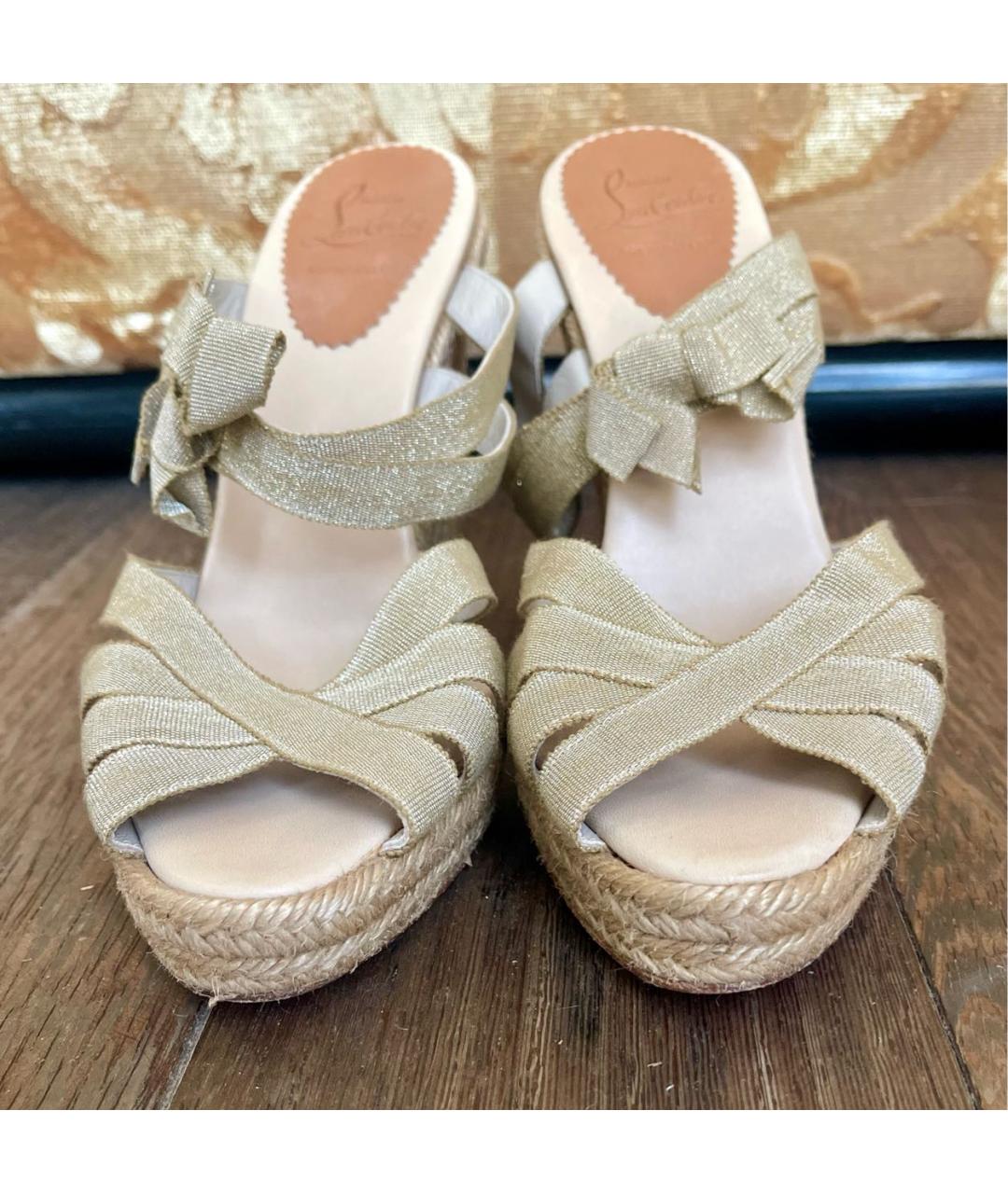 CHRISTIAN LOUBOUTIN Золотые текстильные эспадрильи, фото 2
