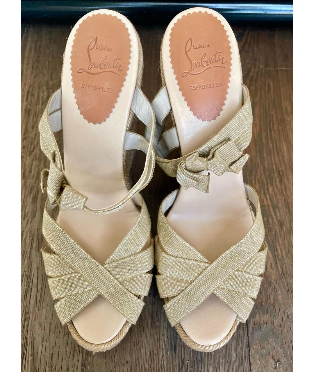 CHRISTIAN LOUBOUTIN Золотые текстильные эспадрильи, фото 3