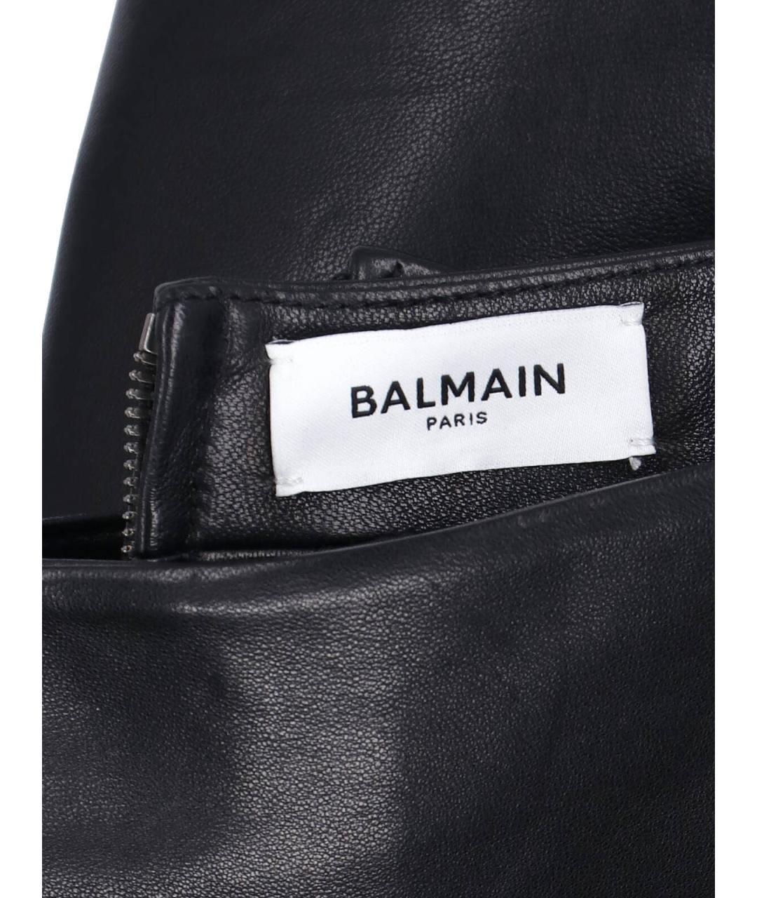 BALMAIN Черная кожаная юбка мини, фото 5