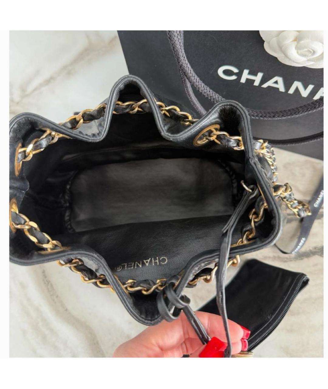 CHANEL Черная кожаная сумка через плечо, фото 4