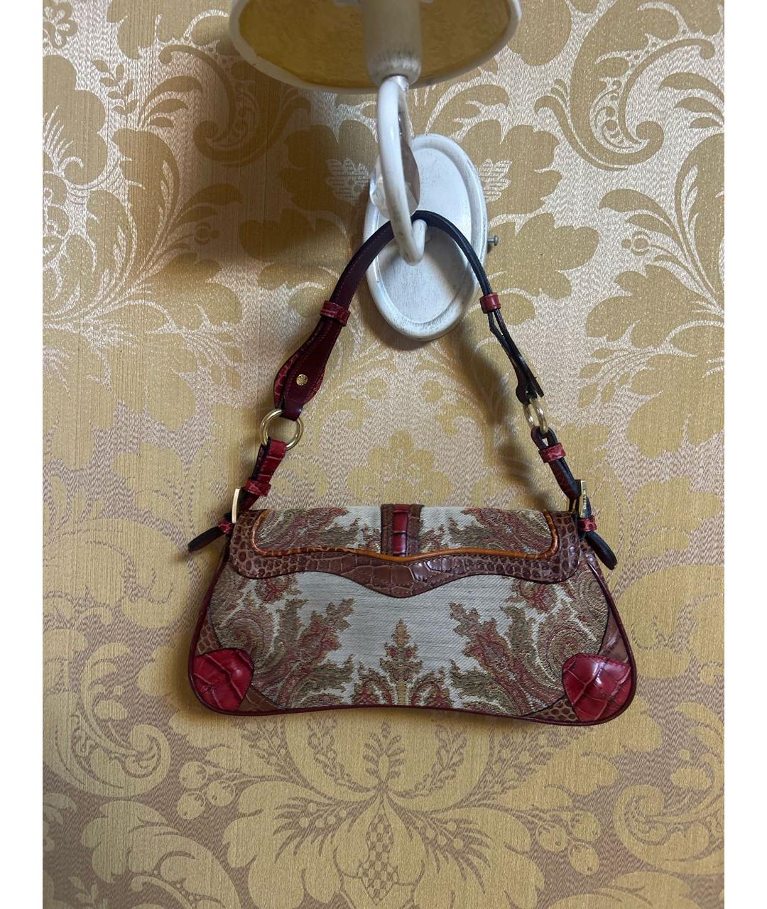 ETRO Бежевая кожаная сумка с короткими ручками, фото 3