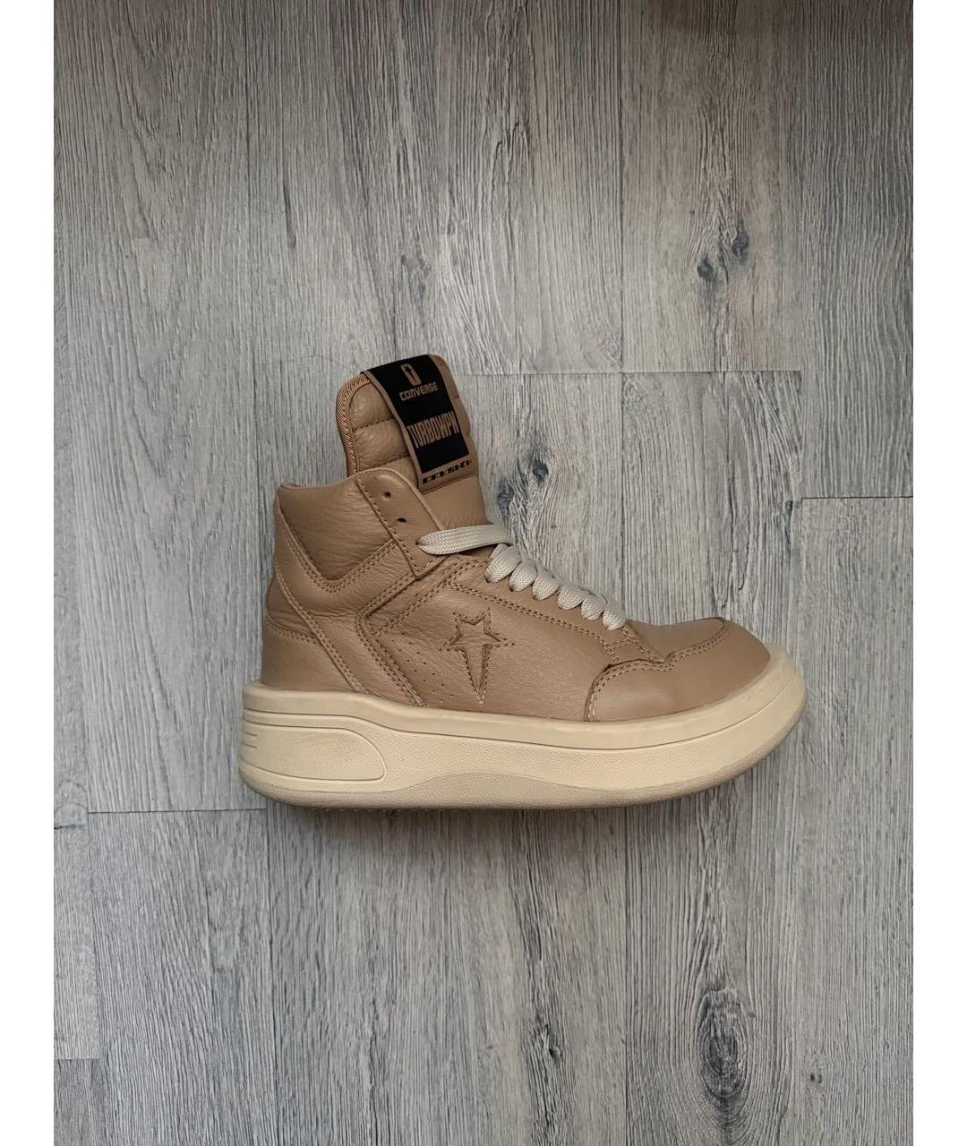 RICK OWENS Бежевые кожаные кеды, фото 7