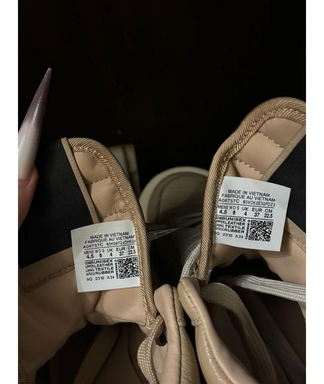 RICK OWENS Бежевые кожаные кеды, фото 5