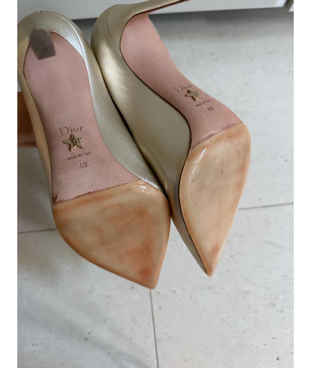 CHRISTIAN DIOR Золотые кожаные туфли, фото 7