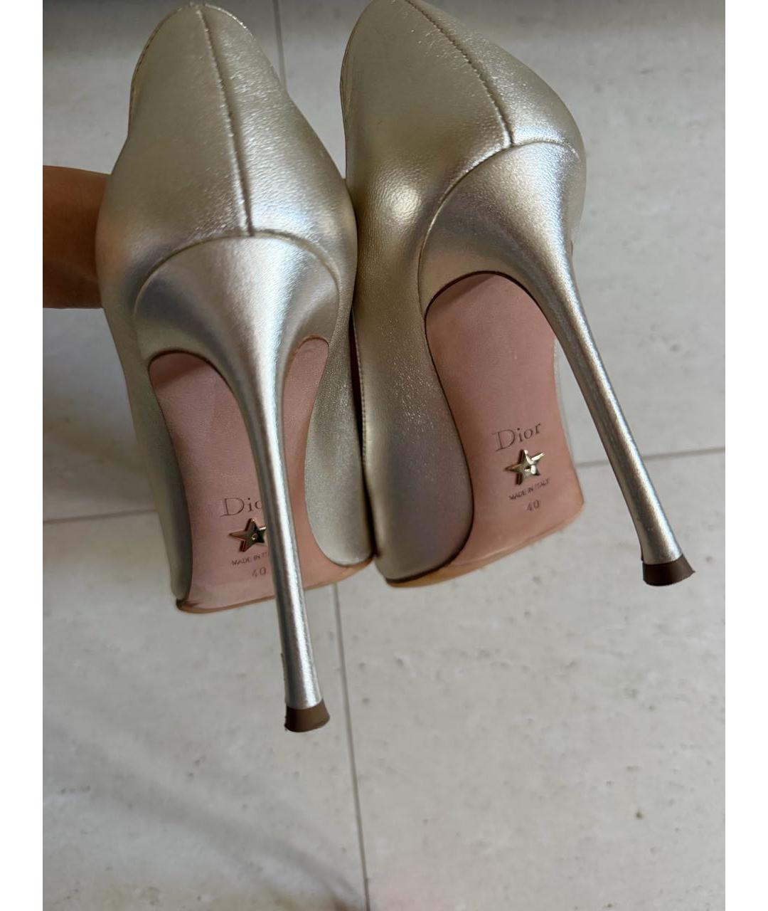 CHRISTIAN DIOR Золотые кожаные туфли, фото 4
