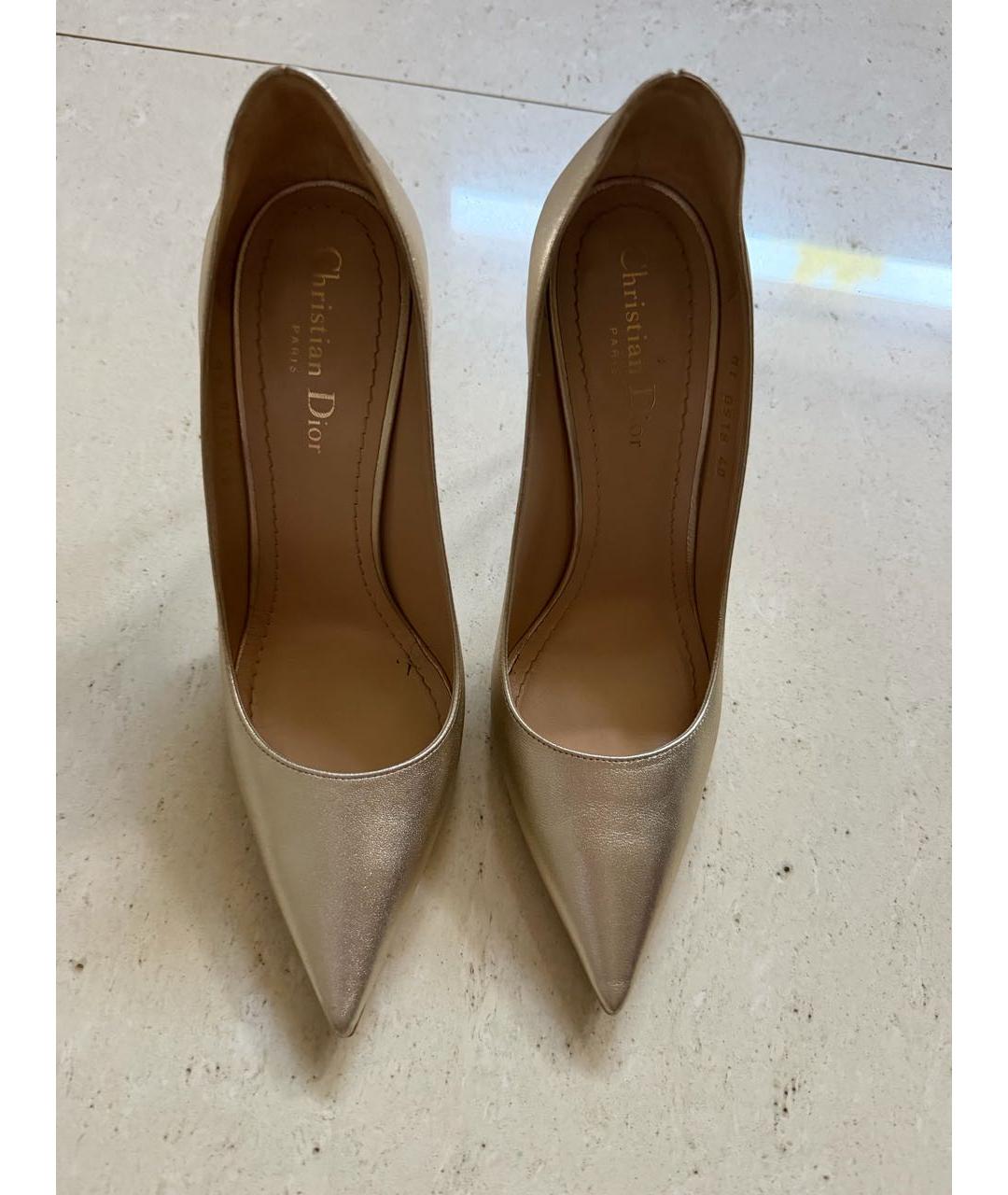 CHRISTIAN DIOR Золотые кожаные туфли, фото 3
