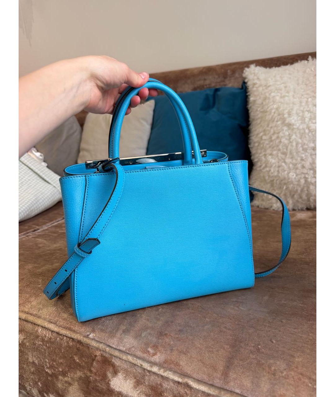 FENDI Голубая кожаная сумка тоут, фото 2