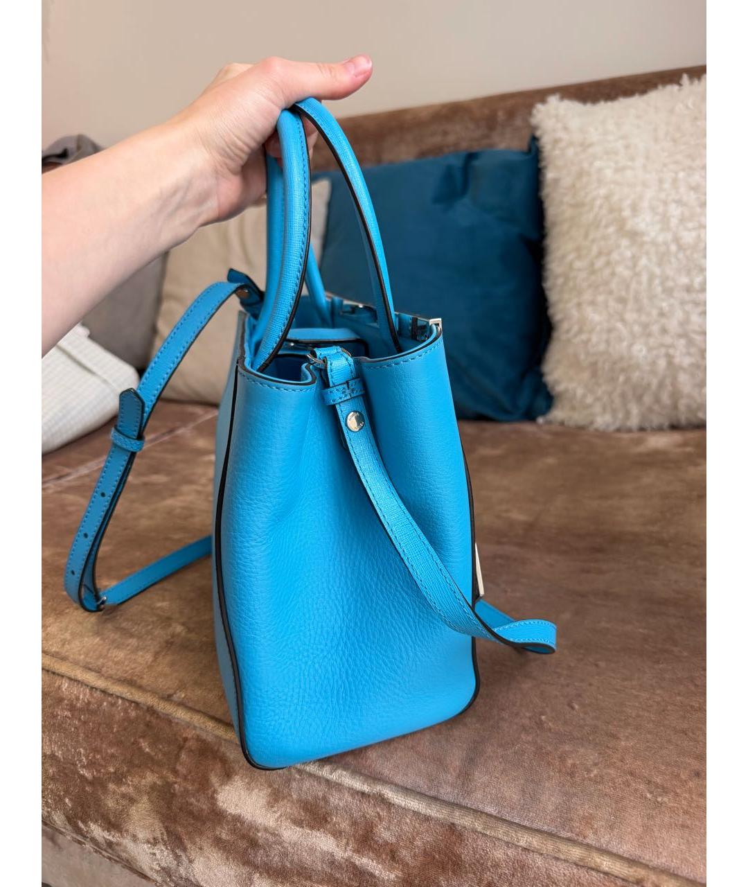 FENDI Голубая кожаная сумка тоут, фото 3