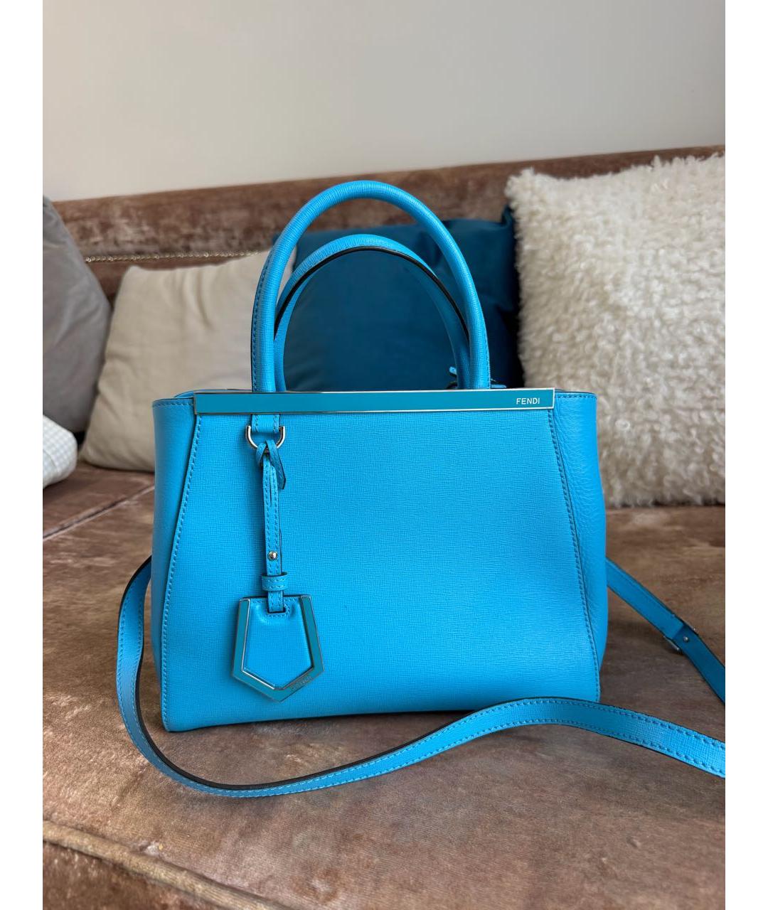 FENDI Голубая кожаная сумка тоут, фото 7