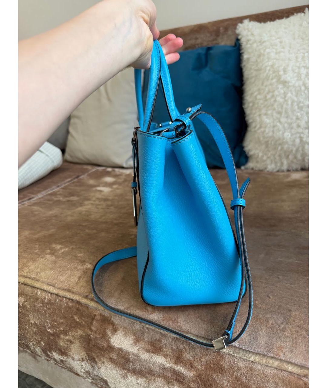 FENDI Голубая кожаная сумка тоут, фото 4