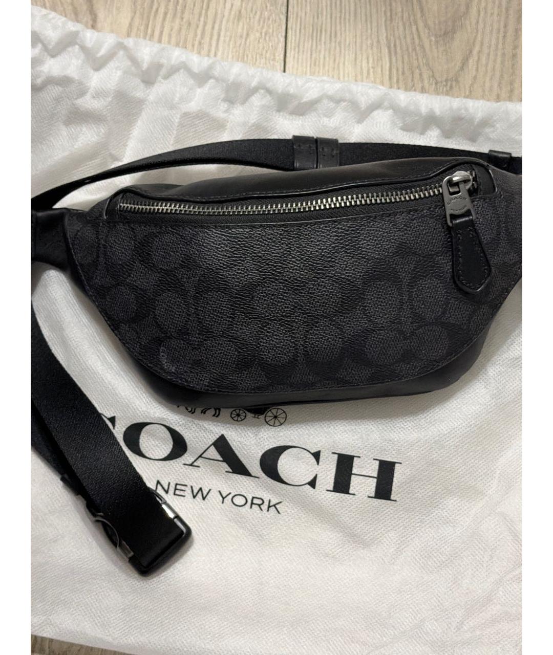 COACH Черная поясная сумка из канвы, фото 2